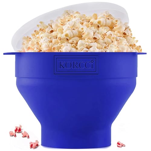 Korcci Silicone Popcorn Popper, BPA Free, Collapsible, Dishwasher Safe - Blue