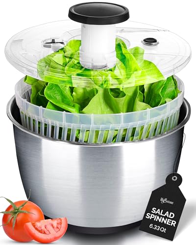 Large Steel Pump Salad Spinner