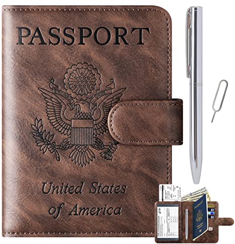 Leather RFID Passport Wallet for Men Women - Travel Must-Have