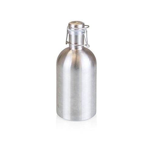 Legacy Beer Growler: 64oz Stainless Steel, Silver Finish