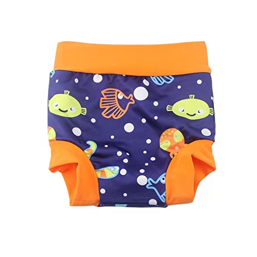 Leideur High-Waisted Swim Shorts for Kids (2-3 Years, Blue Fish)