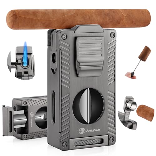 LIHTUN All-in-1 Cigar Torch Lighter with Cigar Accessories