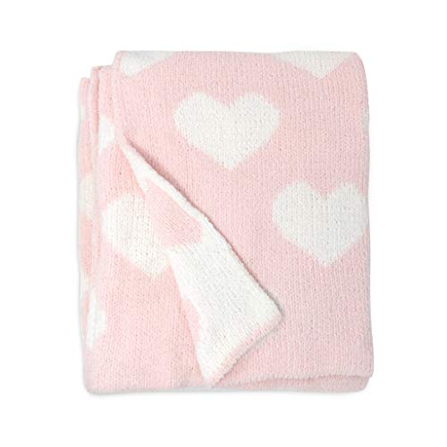 Living Textiles Pink Hearts Chenille Soft Baby Blanket