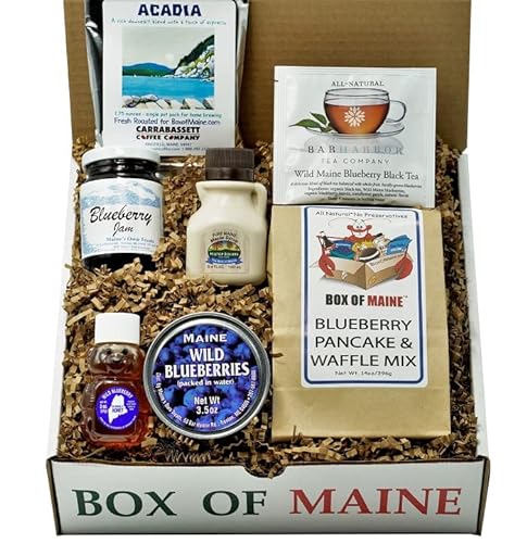 Maine Breakfast Essentials: Syrup, Honey, Jam, Tea, Coffee, Blueberries & Mix