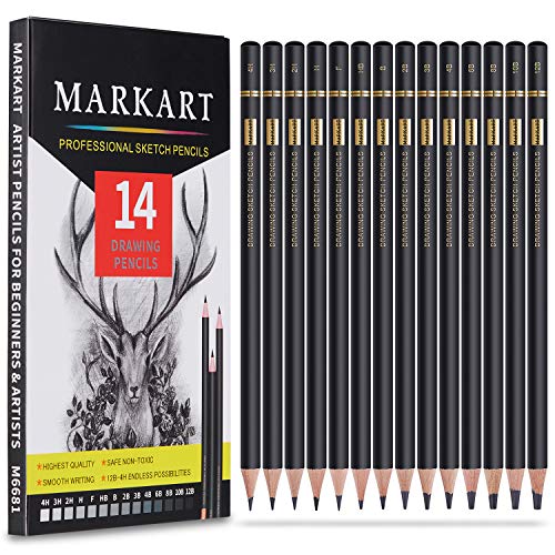 MARKART 14-Piece Professional Drawing Pencil Set for Artists