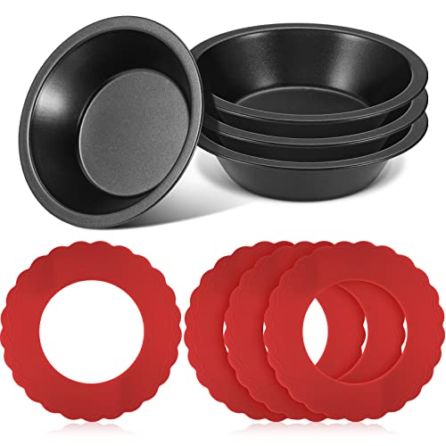 Meanplan 8-Piece Nonstick Mini Pie Dish Set with Silicone Crust Protectors