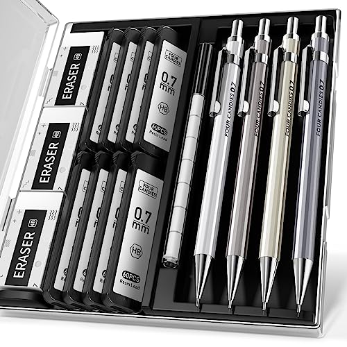 Metal Mechanical Pencil Set with Case and Accessories for Writing & Drawing