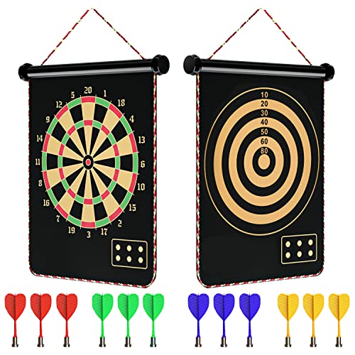 Mixi Magnetic Dart Board for Kids: Outdoor Double Sided Games Set