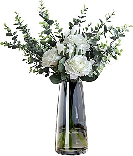 Modern Glass Vase for Home & Office Decor - Crystal Grey