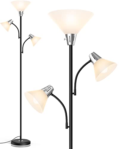 Modern LED Floor Lamp with Adjustable Reading Lights