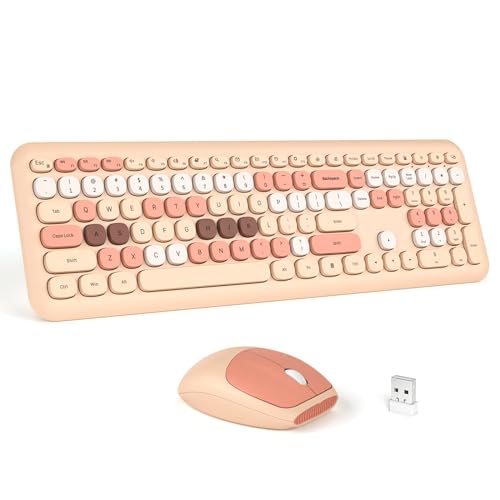 MOFII Coffee Colorful Wireless Keyboard & Mouse Combo for Laptop, Windows, PC