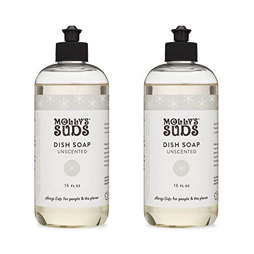 Molly's Suds Natural Plant-Powered Liquid Dish Soap (Unscented) - 16 oz, 2 Pack