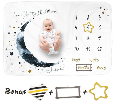 Moon Milestone Blanket for Baby Boys