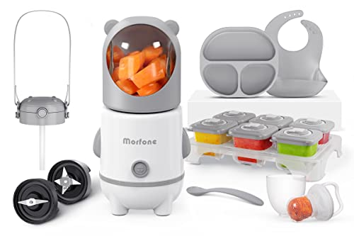 Morfone 17-in-1 Baby Food Maker Set with Containers & Pacifier (Grey)