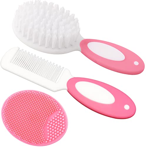 MR LION Baby Hair Brush & Comb Set for Newborns & Toddlers - Pink