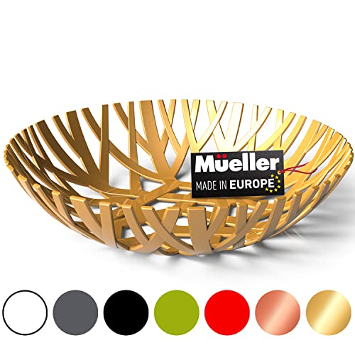 Mueller Austria Modern Gold Fruit Bowl, European Decorative Centerpiece