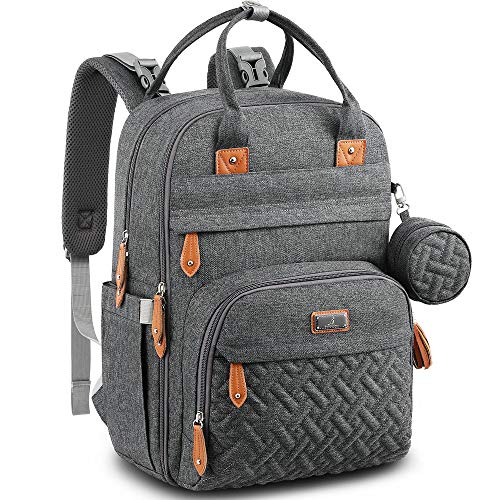 Multi-Function Waterproof Diaper Bag Backpack in Dark Gray by BabbleRoo