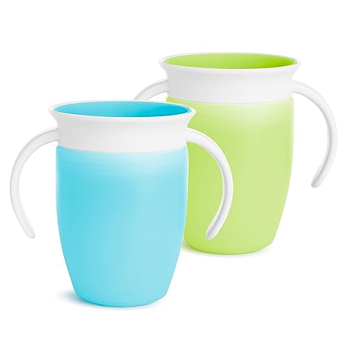 Munchkin Miracle 360 Trainer Sippy Cup, 7oz, 2-Pack Green/Blue