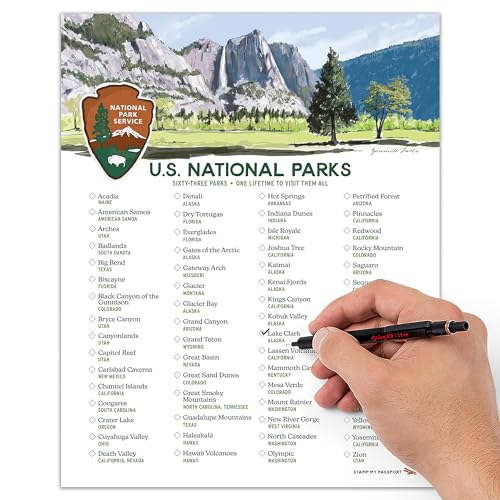 National Parks Checklist - Travel Bucket List Poster - 8x10