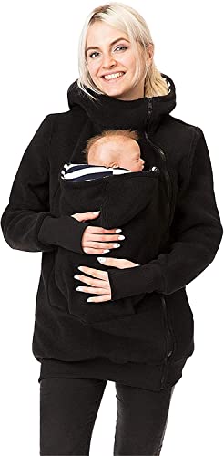 NeuFashion Exclusive Real Baby Wearing Carrier Hoodie Jacket Coat (Small) Black