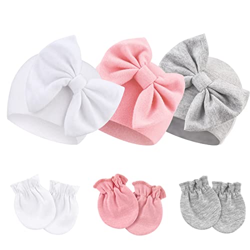 Newborn Baby Hospital Hats & Mittens Set