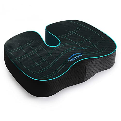NICESKY Comfort Memory Foam Seat Cushion for Back and Sciatica Pain Relief
