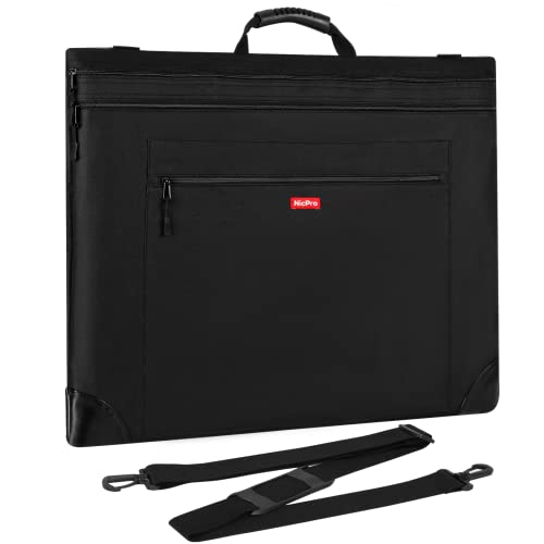 Nicpro 18x24 Black Art Portfolio Bag with Shoulder Strap & Leather Corners