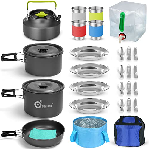 Odoland 29pcs Camping Cookware Mess Kit and Outdoor Meal Set