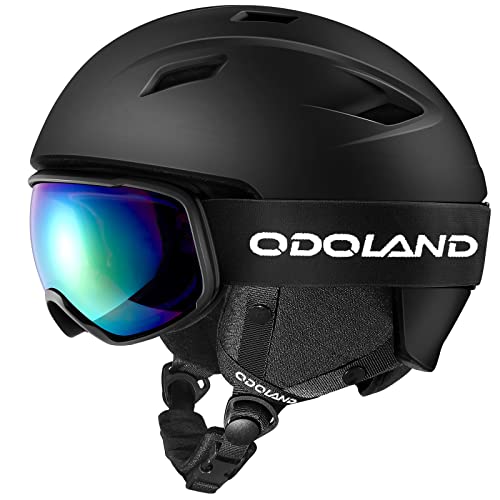 Odoland Ski Helmet and Goggles Set for Skiing and Snowboarding