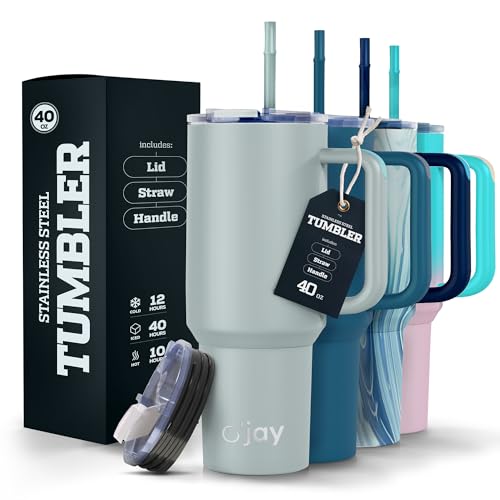 O'JAY Insulated Tumbler with Handle and Straw Lid