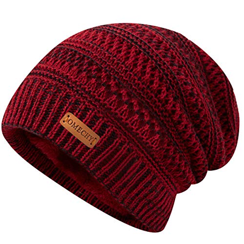 OMECHY Winter Knit Warm Beanie Hat Red