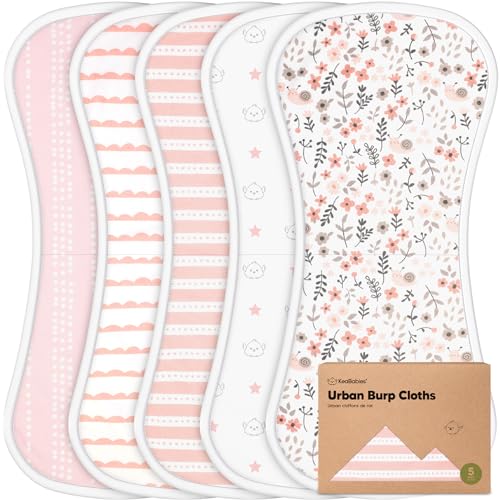 Organic Baby Burp Cloths - 5-Pack Ultra Absorbent Burping Cloth