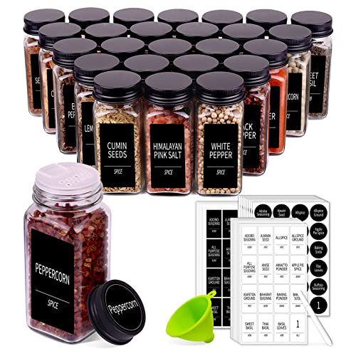 Organized Glass Spice Jars Set