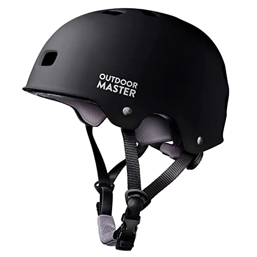 OutdoorMaster Multi-Sport Helmet for Skateboarding and Cycling - L - Black