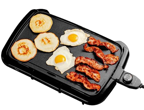 OVENTE 16x10" Electric Griddle with Non-Stick Surface & Adjustable Thermostat