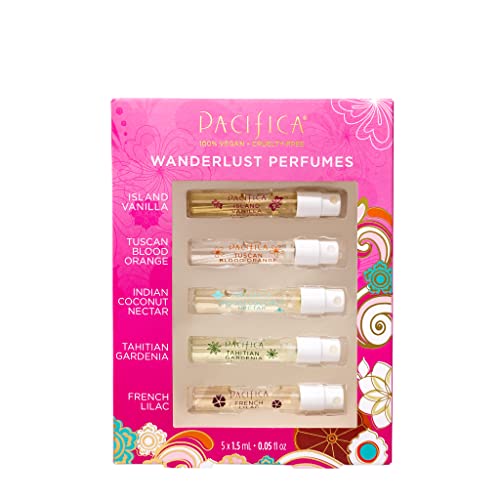 Pacifica Wanderlust Perfume Sampler Set - Island Vanilla & 4 Other Scents