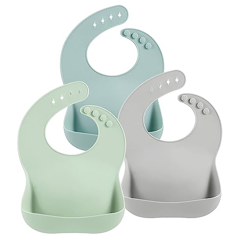PandaEar 3 Pack Silicone Baby Bibs