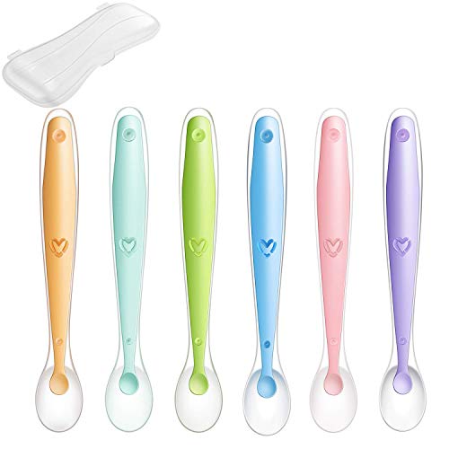 PandaEar Soft Silicone Baby Spoons | BPA-Free 6 Pack | Gentle First Feeding Set