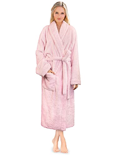 PAVILIA Fleece Sherpa Robe S/M Light Pink