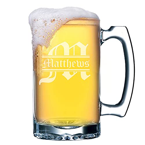 Personalized 16 oz Beer Mug - Customizable with Any Name and Initial