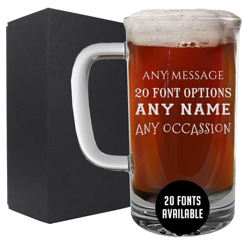Personalized 16oz Glass Beer Mug - Custom Gift for Men