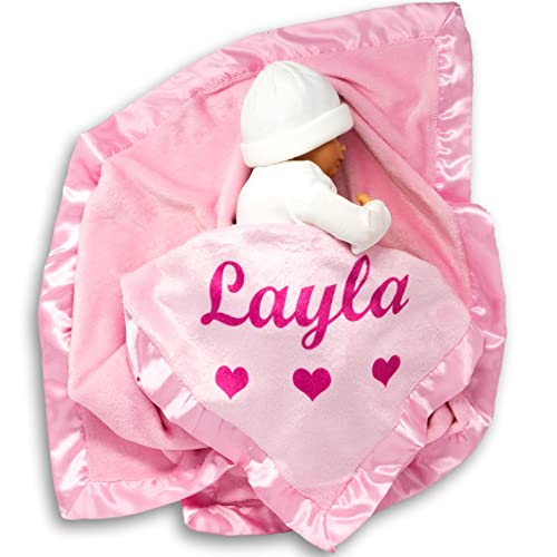 Personalized Baby Blanket for Girls - Pink - Newborn Infant Gift" - Custom Catch