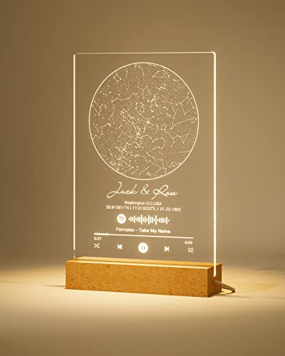 Personalized Star Map Plaque with Spotify Code - Perfect for Special Occasions