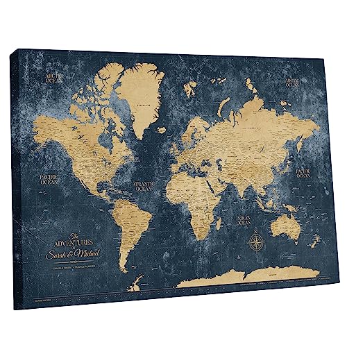 Personalized World Travel Map with Pins