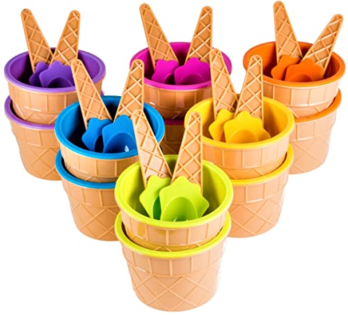 Plastic Ice Cream Cups with Spoons - 12