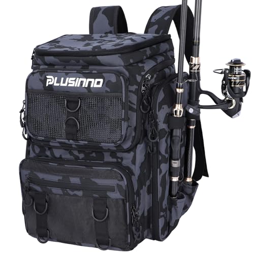 PLUSINNO Large Water-resistant Fishing Tackle Backpack