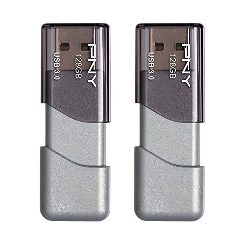 PNY 128GB Turbo Attaché 3 USB 3.0 Flash Drive, 2-Pack, Silver