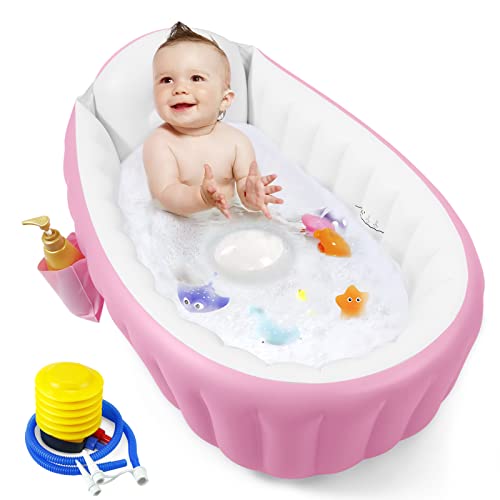Portable PandaEar Inflatable Baby Bathtub - Pink