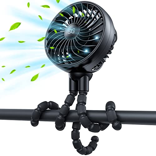 Portable USB Rechargeable Stroller Fan for Baby, Black