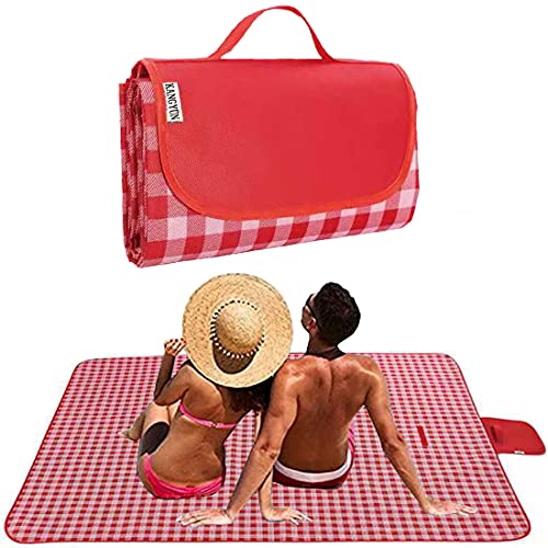 Portable Waterproof Picnic Blanket - Red Plaids